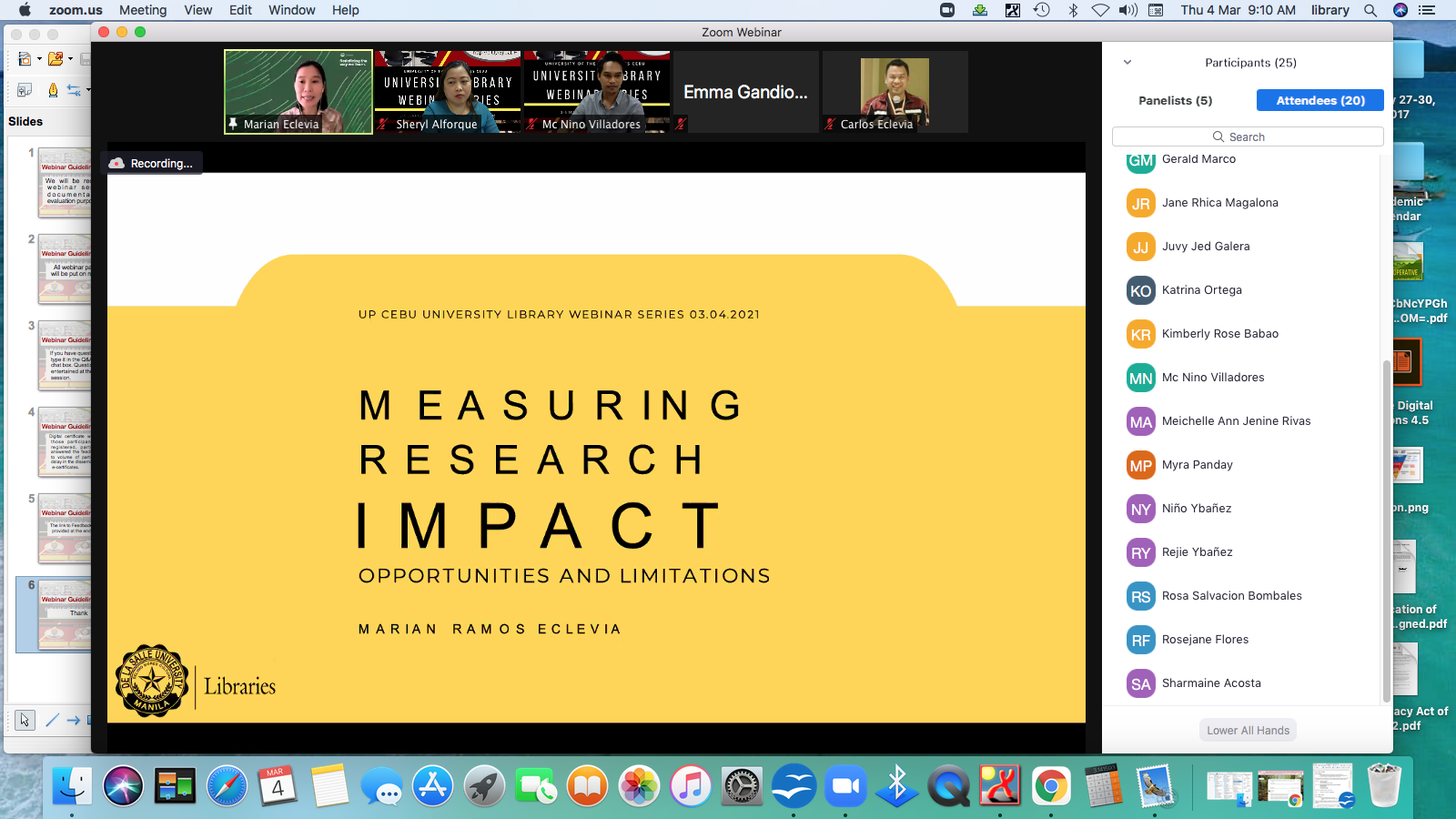 Webinar on Measuring Research Impact with speaker Marian Eclevia