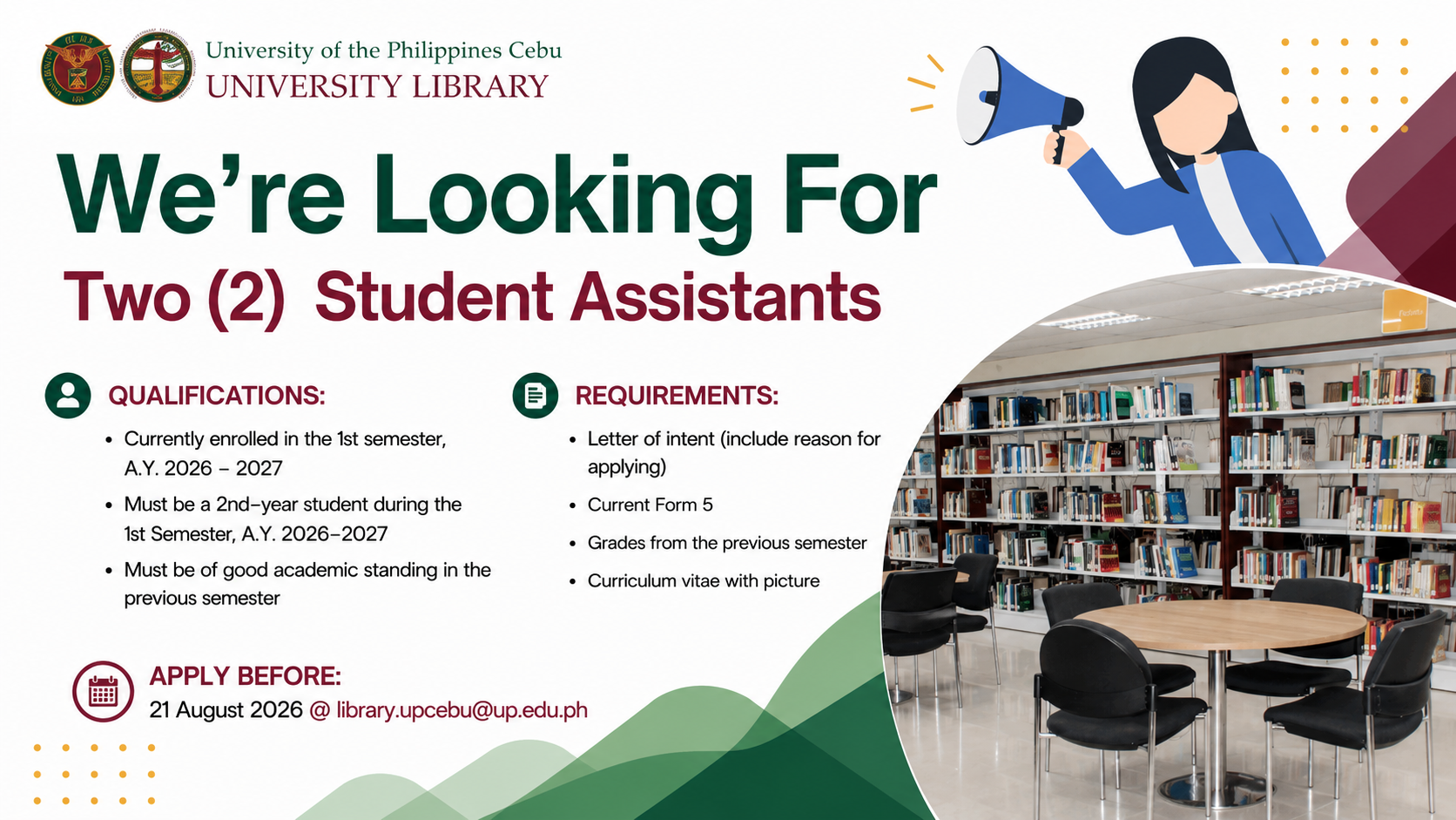 📢 We’re Hiring Student Assistants!